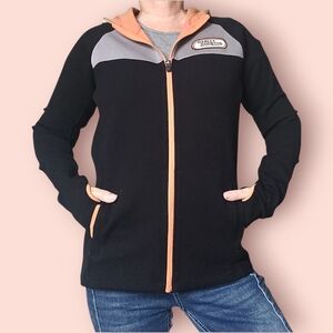 Harley-Davidson Zip Up Black & Orange Jacket Size Medium